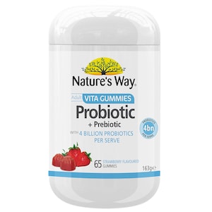 Natures Way Adult Vita Gummies Probiotic + Prebiotic Sugar Free 65 Pack (Improved Formula)