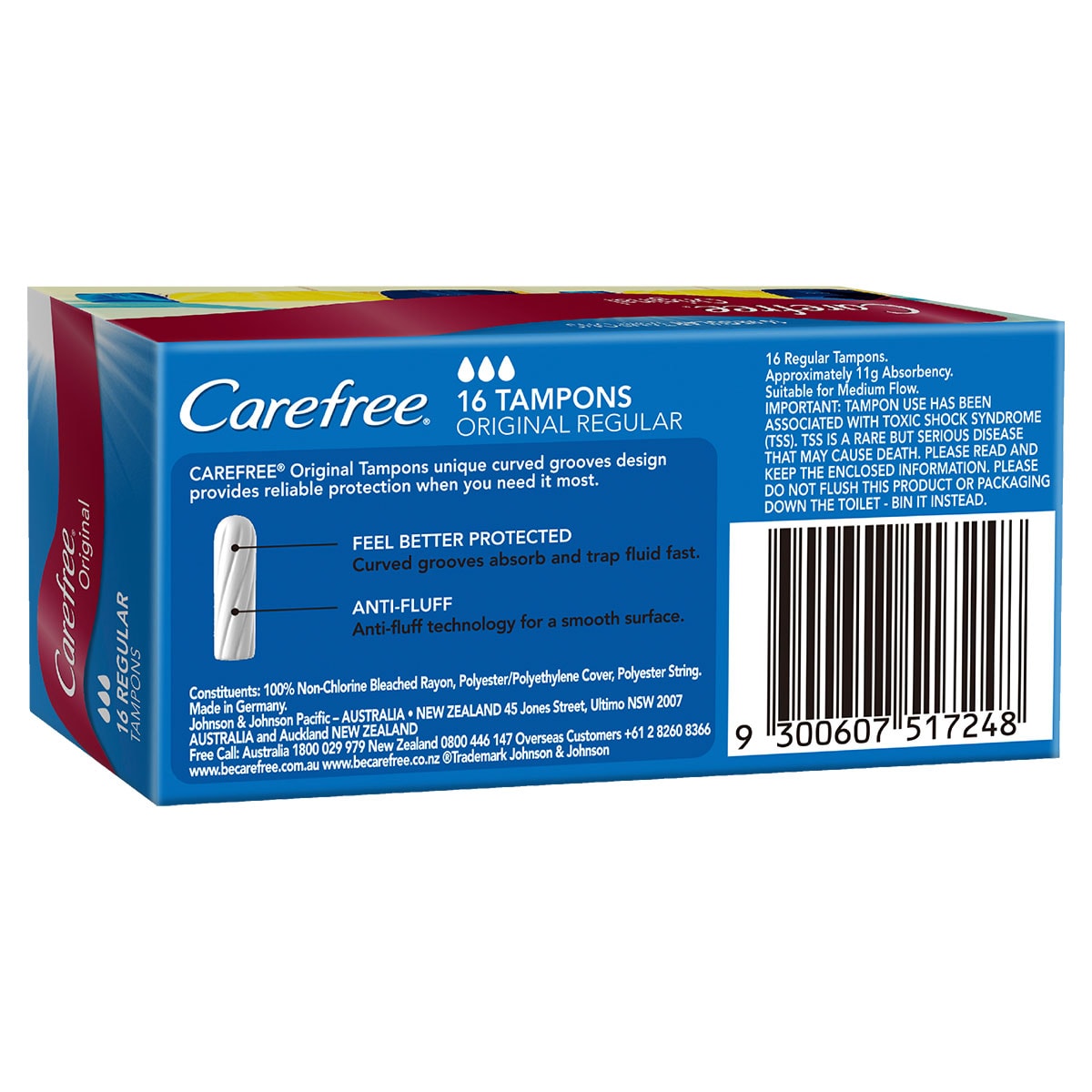 Carefree Original Fragrance Free Regular Tampons 16 Pack