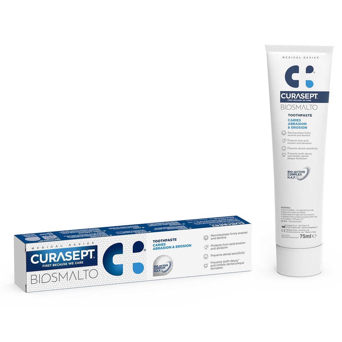 Curasept Biosmalto Toothpaste Caries Abrasion Erosion 75ml