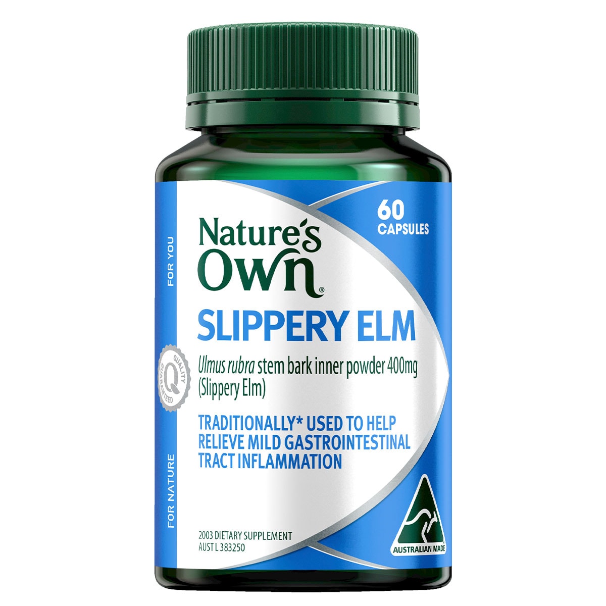 Natures Own Slippery Elm 400mg 60 Capsules