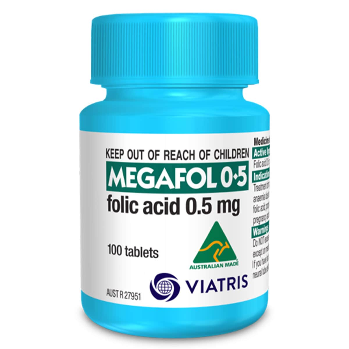 Megafol 0.5mg Folic Acid 100 Tablets | Healthylife Australia