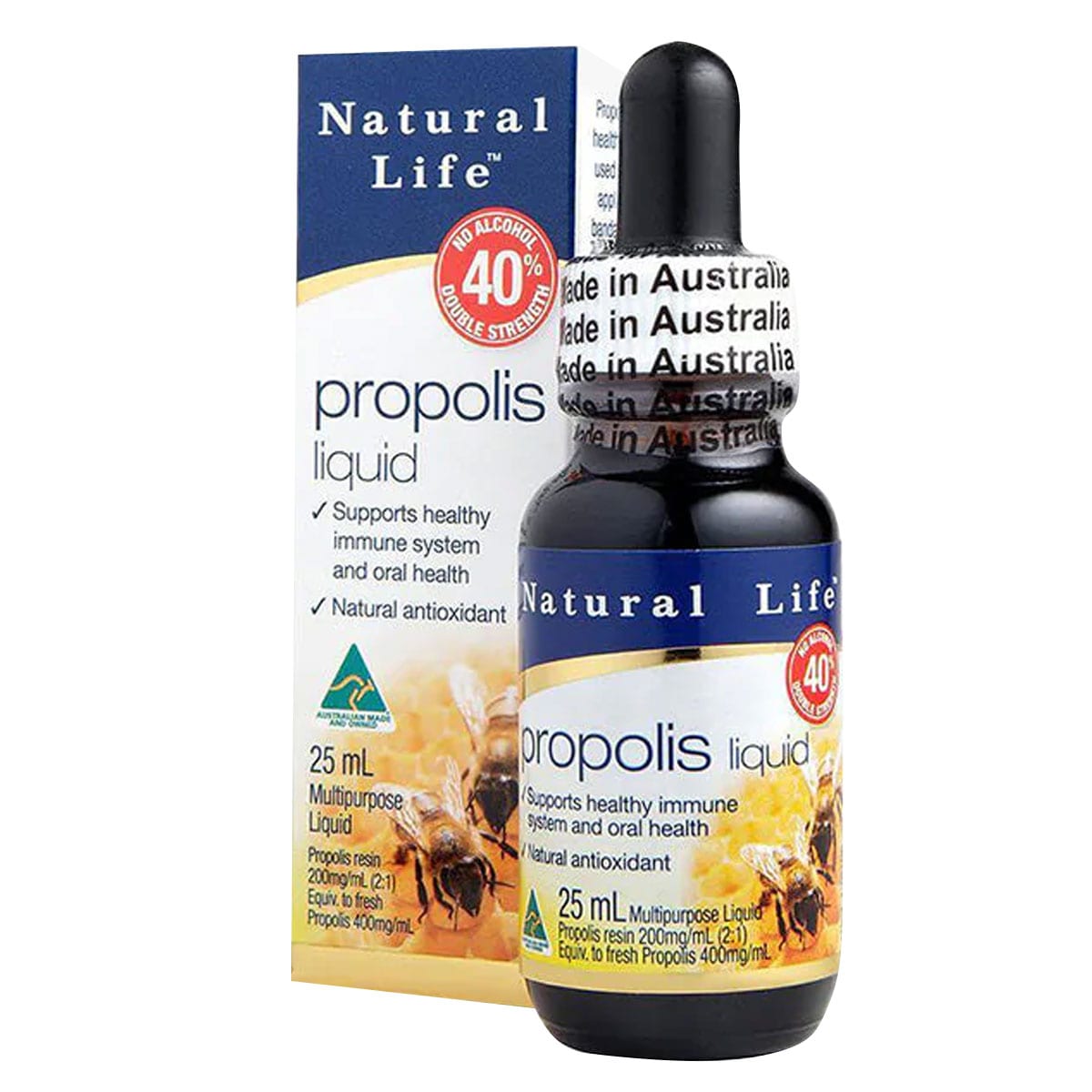 Natural Life Propolis Liquid 40% No Alcohol 25ml Australia