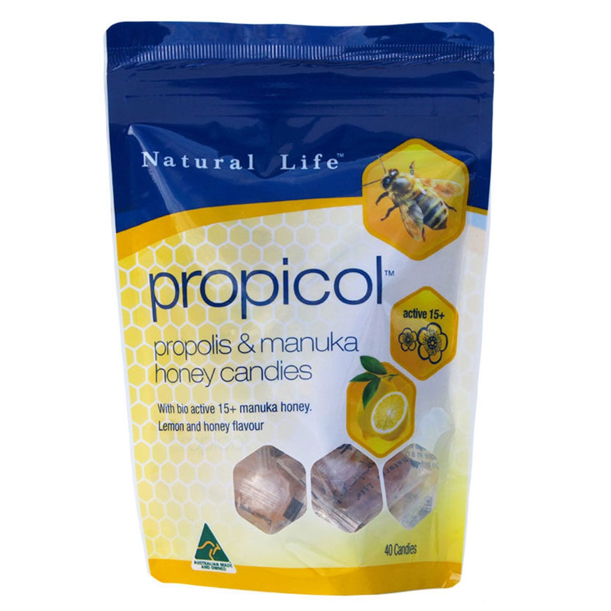 Natural Life Propolis Candy Lemon & Honey 40 Lozenges