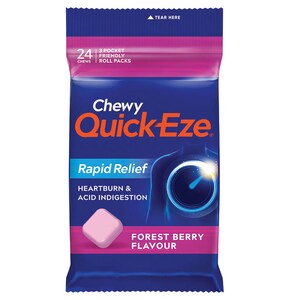 Quick-Eze Chewy Forest Berry Antacid Tablets 24 Pack
