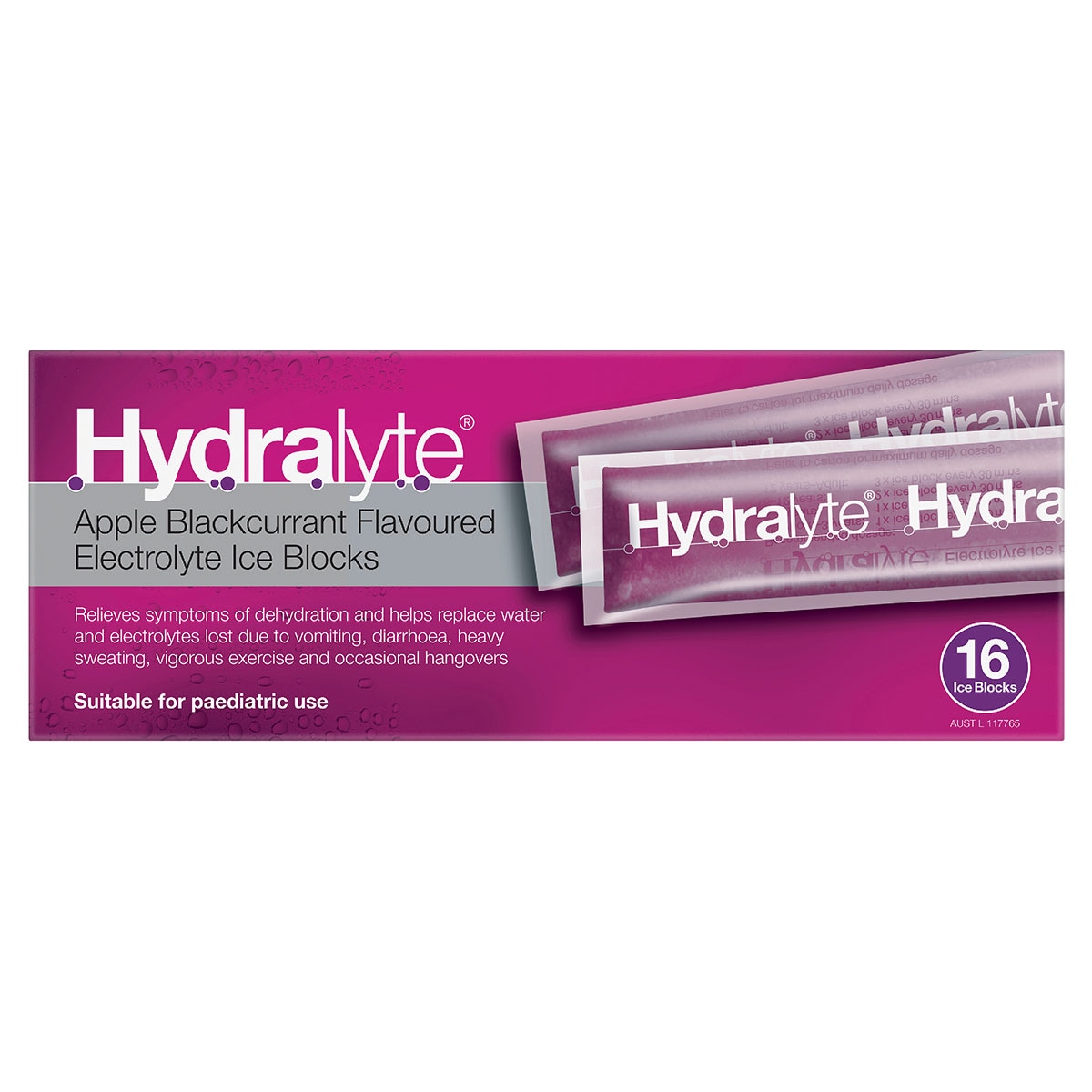 Hydralyte Apple Blackcurrant Flavour Electrolyte Ice Blocks 16 Pack