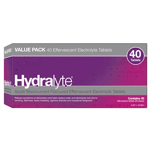 Hydralyte Effervescent Electrolyte Tablets Apple Blackcurrant 40 Pack