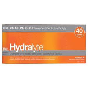 Hydralyte Effervescent Electrolyte Tablets Orange 40 Pack