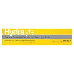 Hydralyte Effervescent Electrolyte Tablets Tropical 20 Pack
