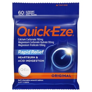 Quick-Eze Rapid Relief Original 5 x 12 Chewable Antacid Tablets