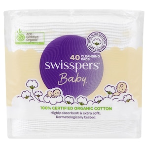 Swisspers Baby Organic Cotton Pads Large 40 Pack