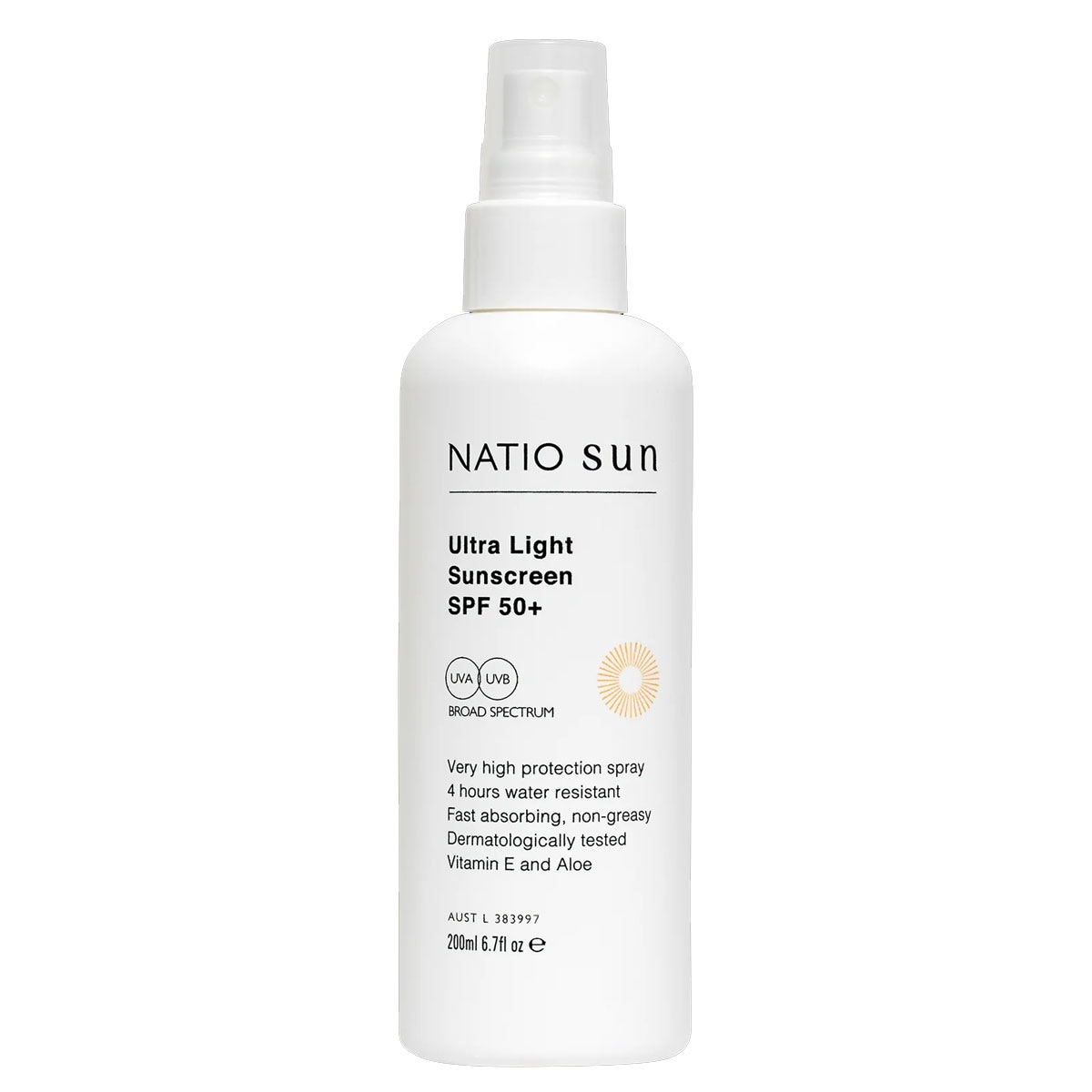 Natio Sun Ultra Light Sunscreen Spray SPF50 200ml