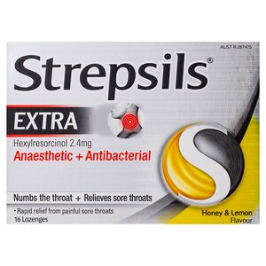 Strepsils Extra Honey & Lemon Sore Throat Relief Lozenges 16 Pack