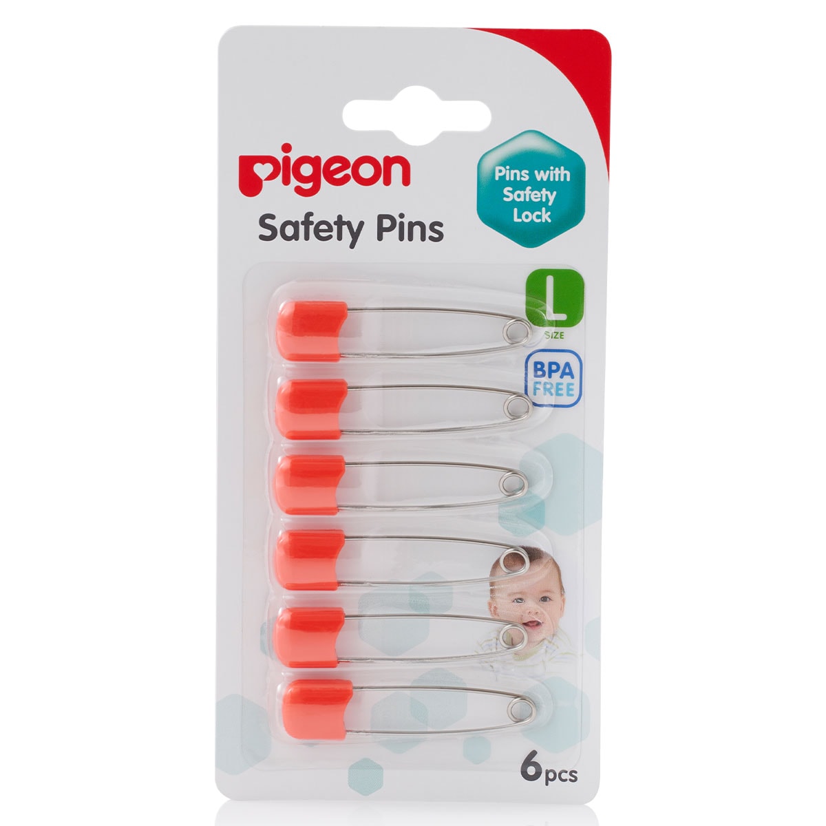 Pigeon Baby Safety Pins 6 Pack (Colours selected at random)