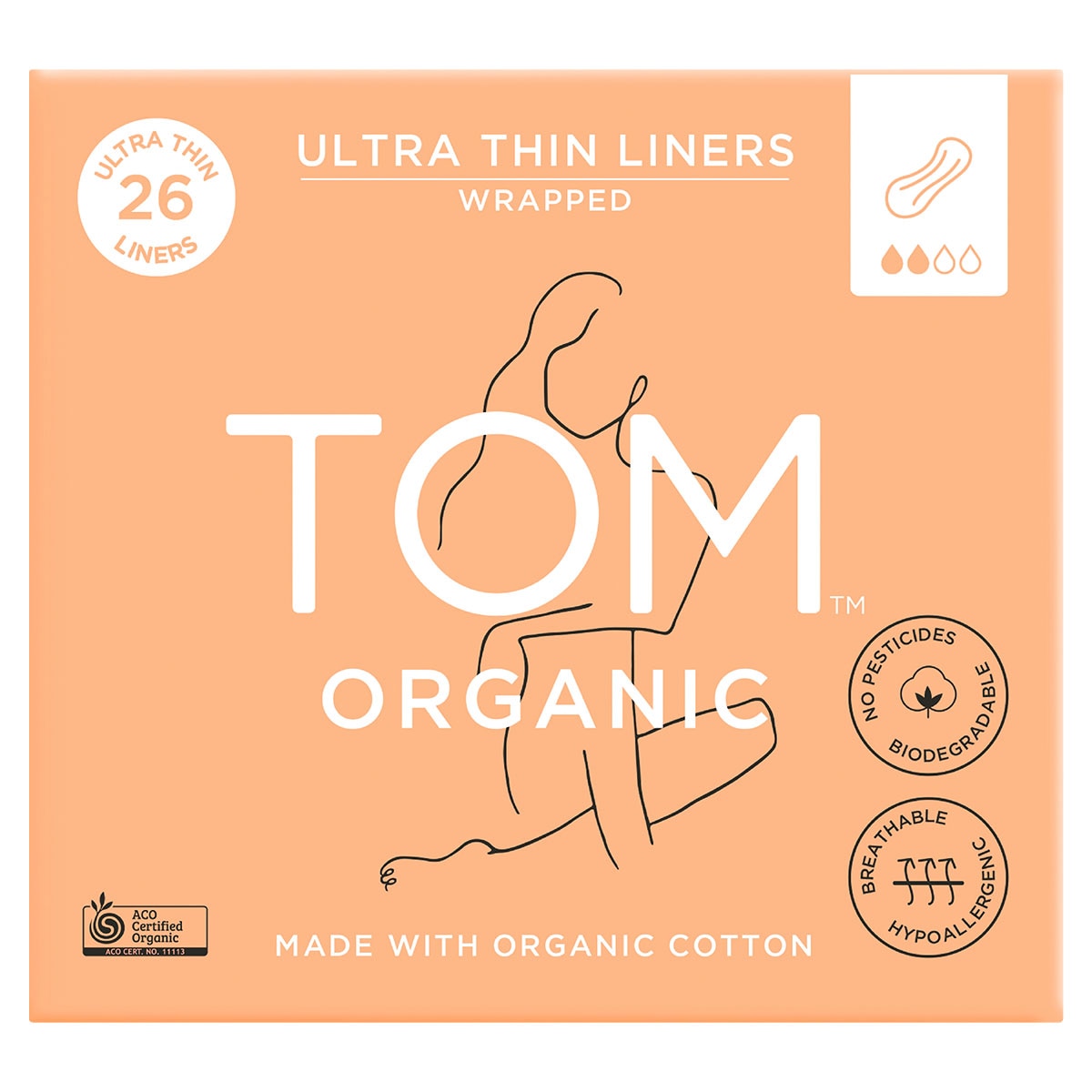 Tom Organic Cotton Ultra Thin Liners 26 Pack