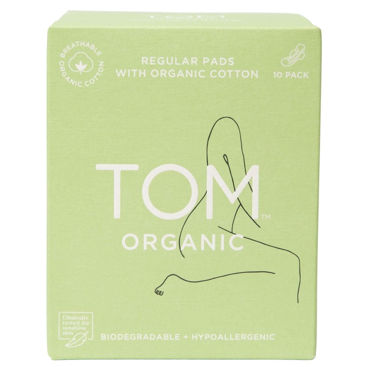 Tom Organic Cotton Pads with Wings Regular 10 pack