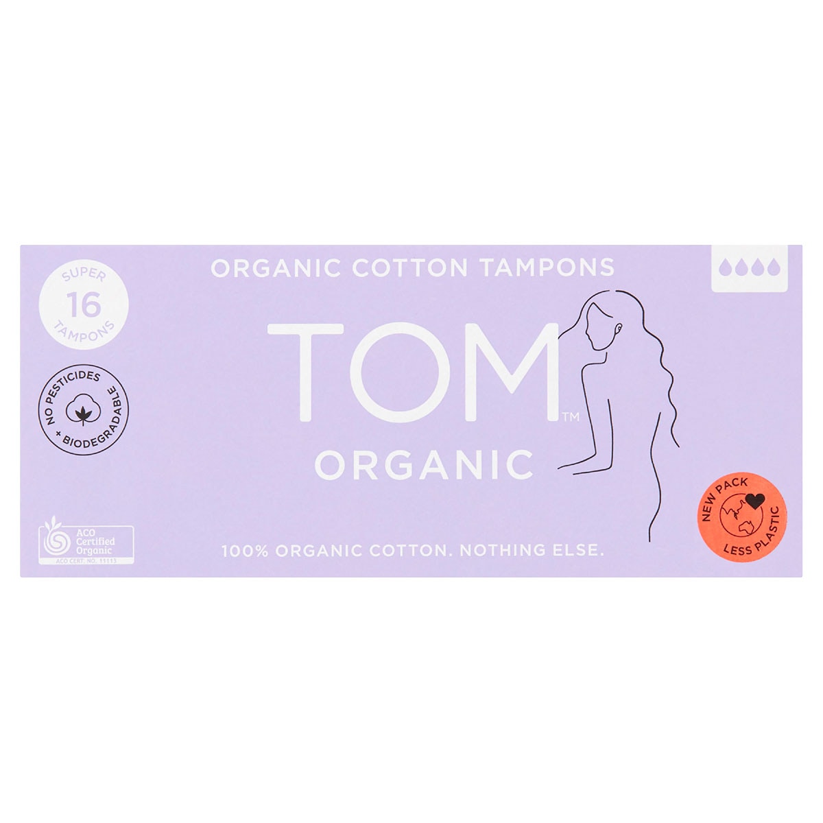Tom Organic Cotton Tampons Super 16 Pack