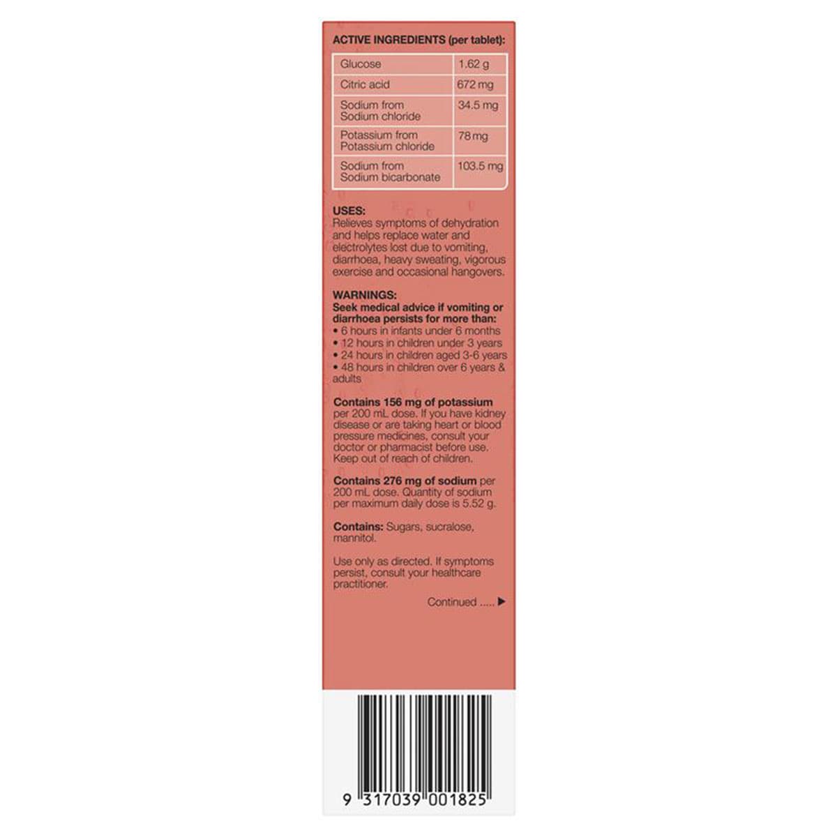 Hydralyte Effervescent Electrolyte Tablets Peach Crush 20 Pack