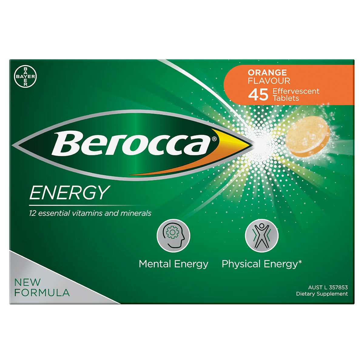 Berocca Energy Orange 45 Effervescent Tablets Australia