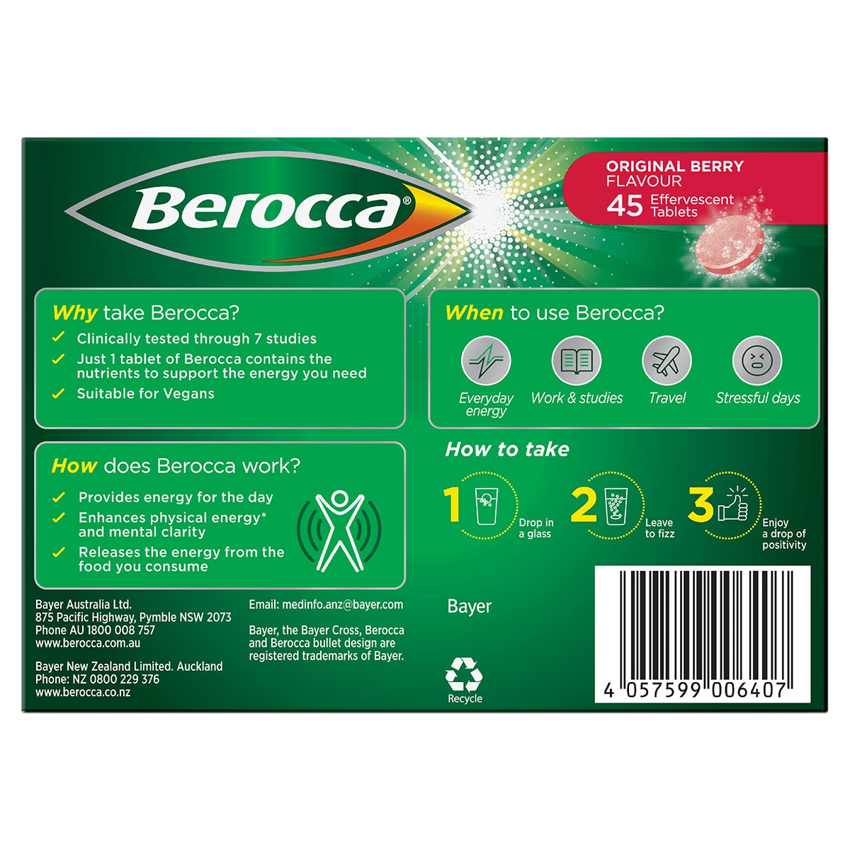 Berocca Energy Original Berry 45 Effervescent Tablets