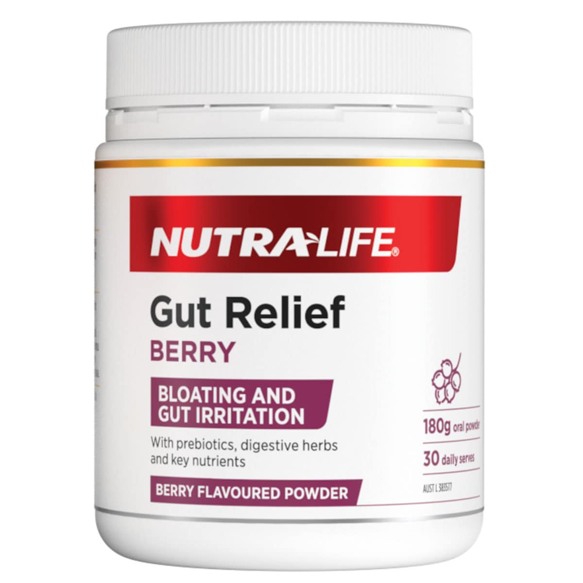 Nutra-Life Gut Relief Berry 180g | Healthylife Australia