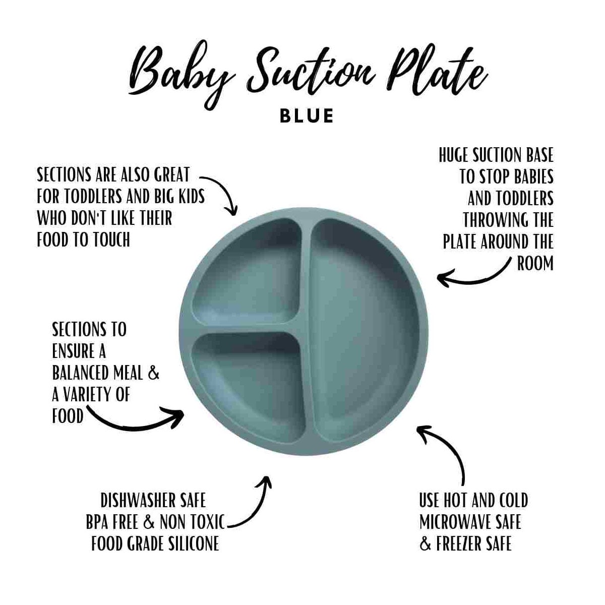 Little Mashies Silicone Sucky Platter Plate Dusty Blue