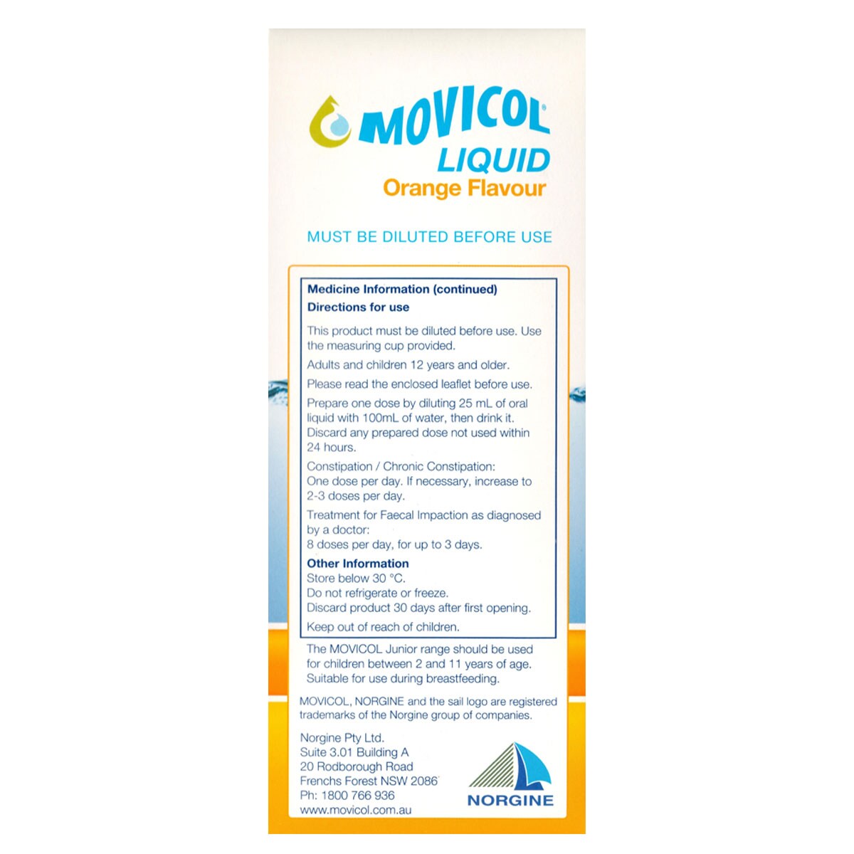 Movicol Liquid Concentrate Orange 500ml