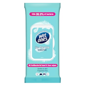 Wet Ones Be Gentle Sensitive 40 Antibacterial Wipes