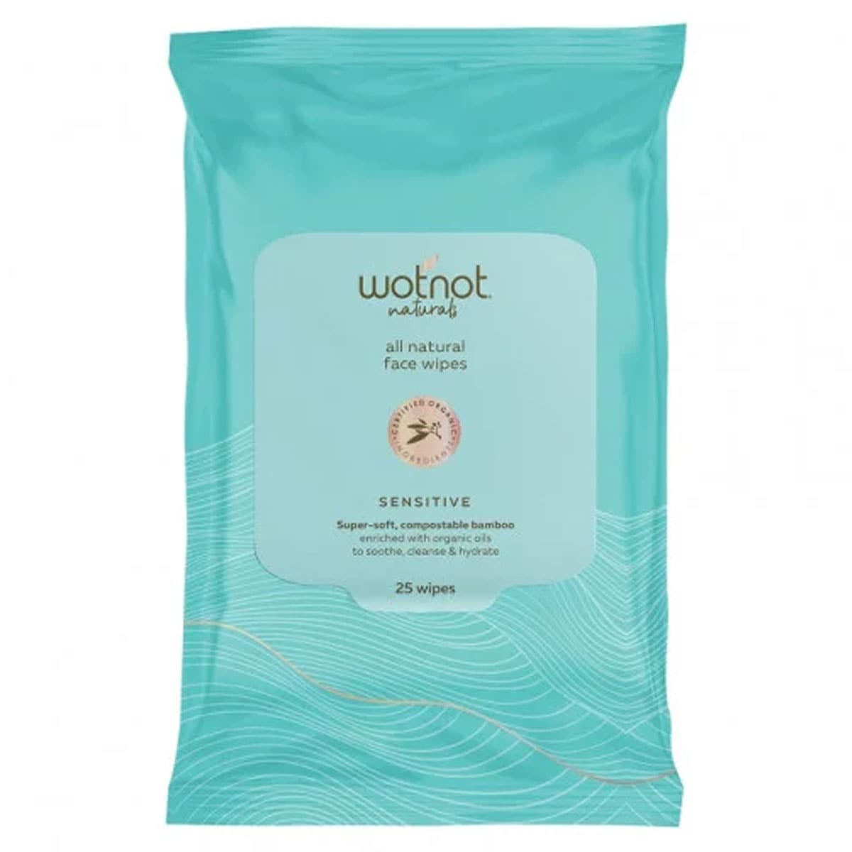 Wotnot Natural Sensitive Skin Face Wipes 25 Pack