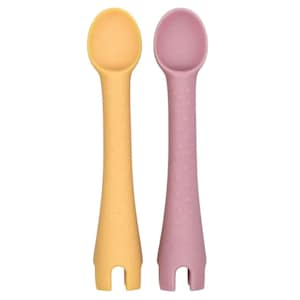 Little Woods Silicone Baby Utensils Dusty Pink/Daffodil 2 Pack