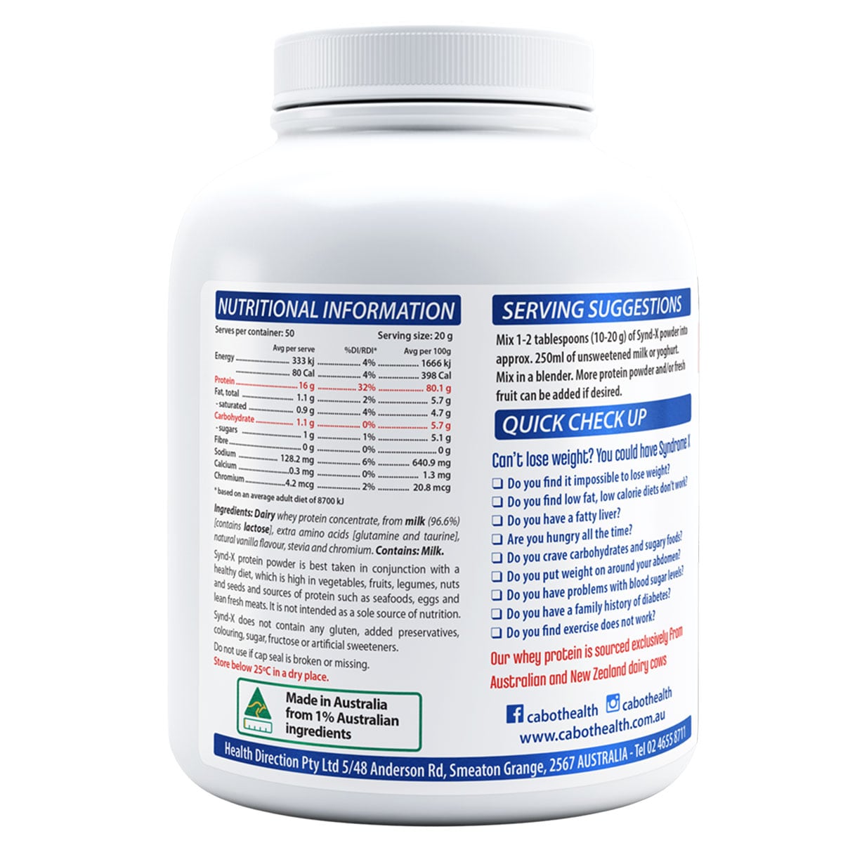 Cabot Health Synd-X Protein Vanilla 1kg