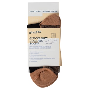 Glucology Classic Diabetic Copper Based Socks Unisex Black Small