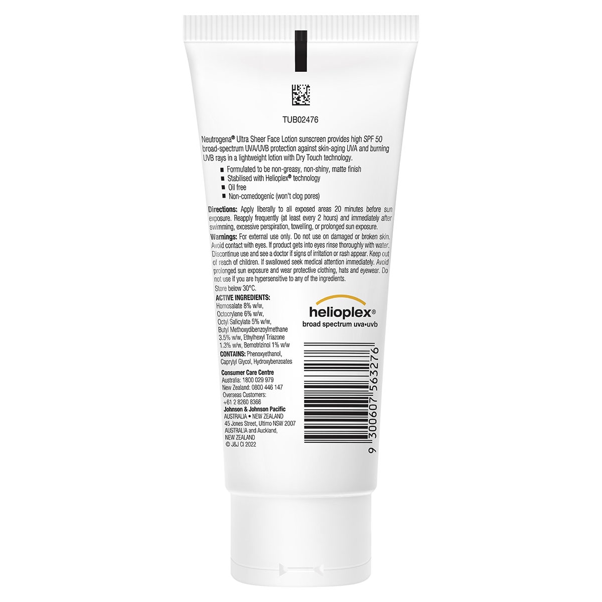 Neutrogena Ultra Sheer Face Lotion Sunscreen SPF50 88ml