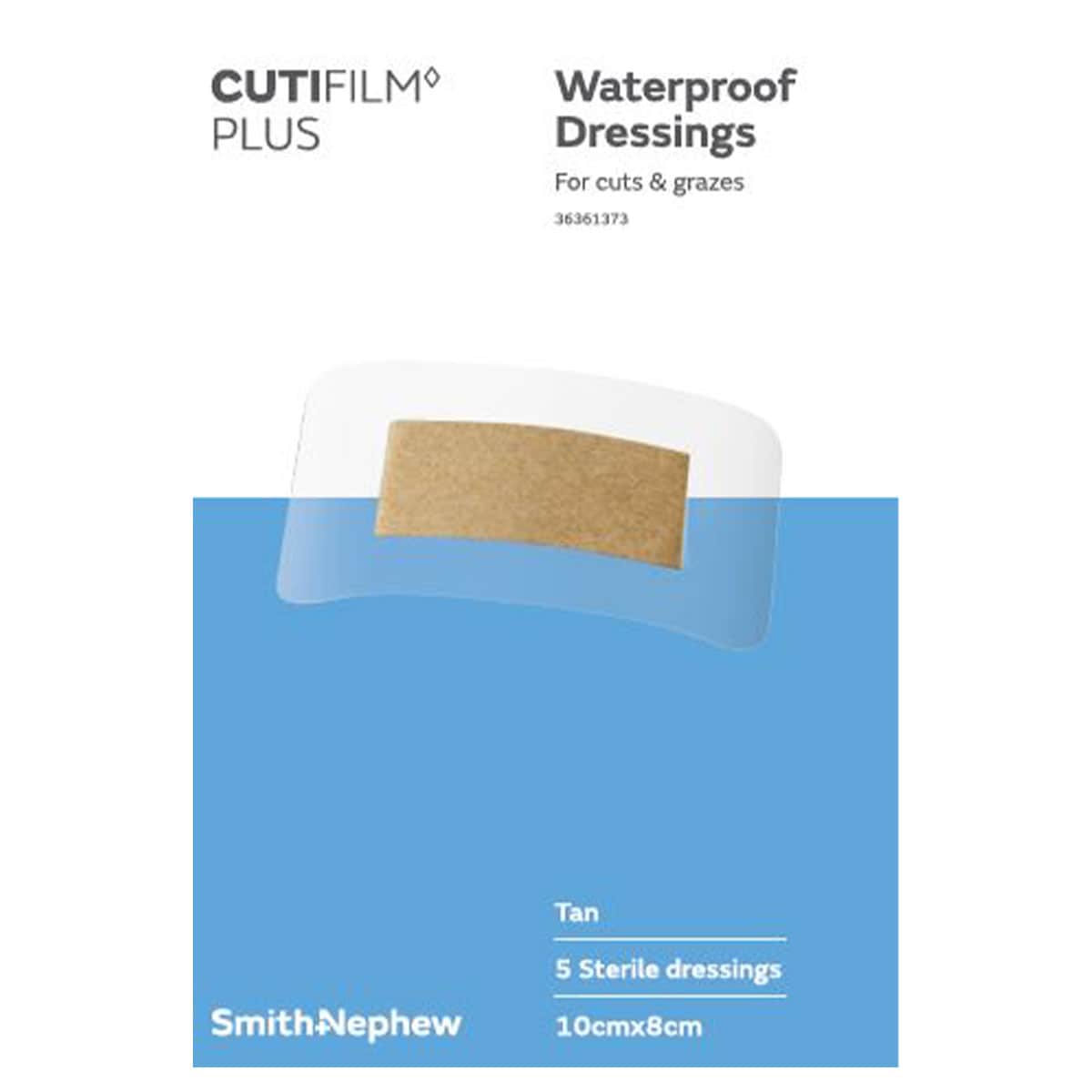 Cutifilm Plus Waterproof Dressing Tan 10cm x 8cm 5 Pack by Smith & Nephew