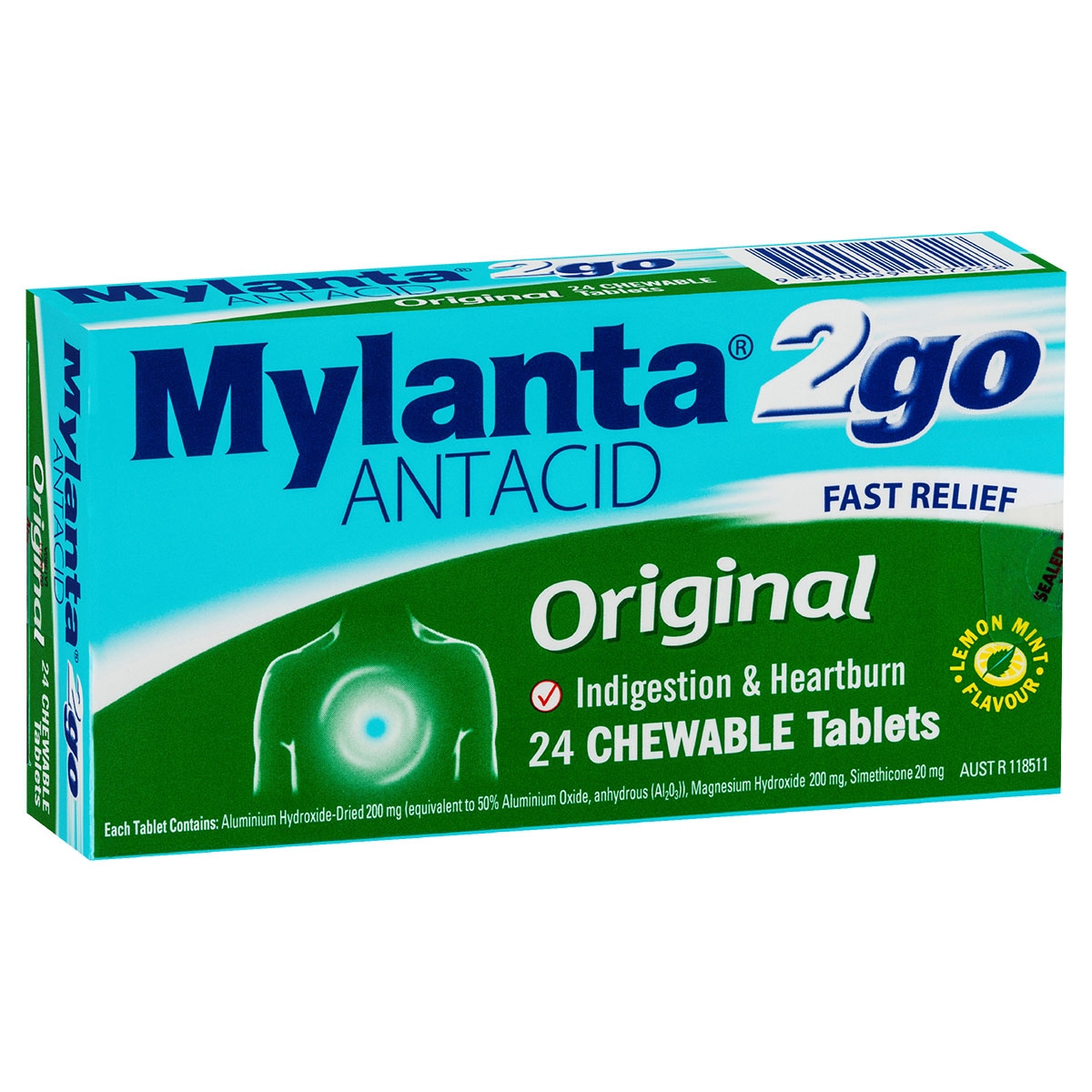 Mylanta 2Go Antacid Original 24 Chewable Tablets