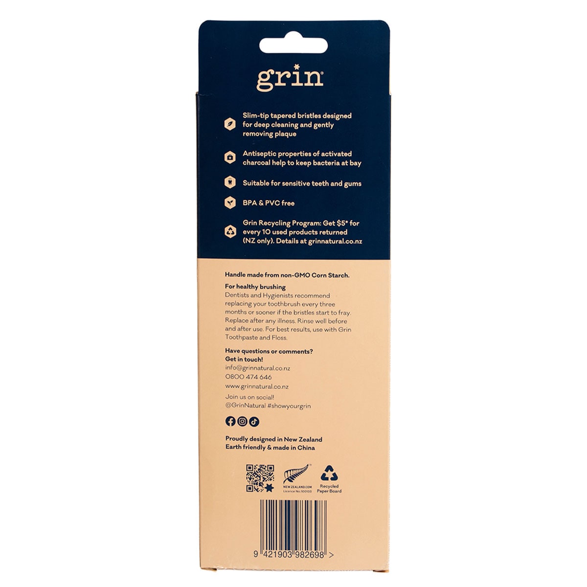 GRIN Biodegradable Toothbrush 4 Pack