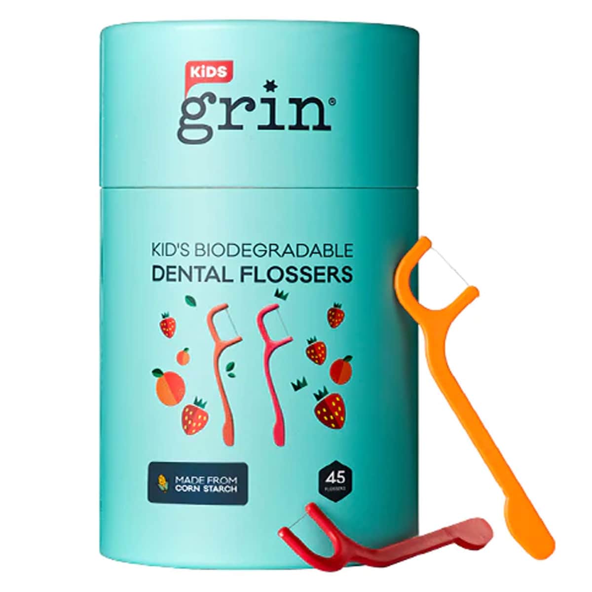 GRIN Biodegradable Kids Dental Flossers 45 Pack