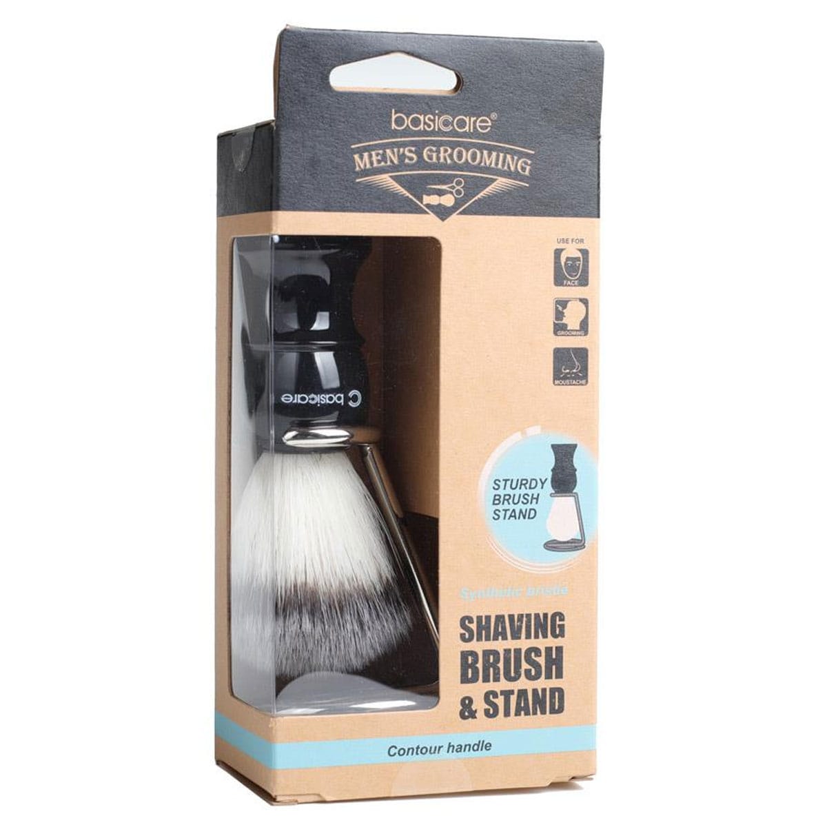 Basicare Mens Grooming Shaving Brush With Stand