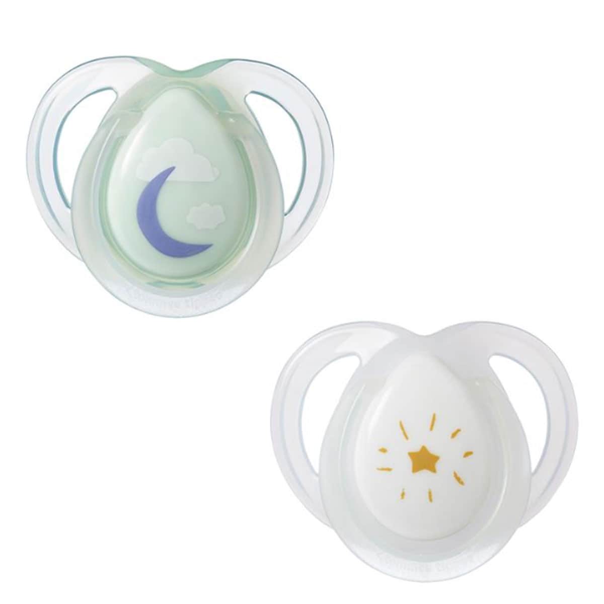 Tommee Tippee Closer to Nature Night Time Soothers 0-6 Months 2 Pack (Colours selected at random)
