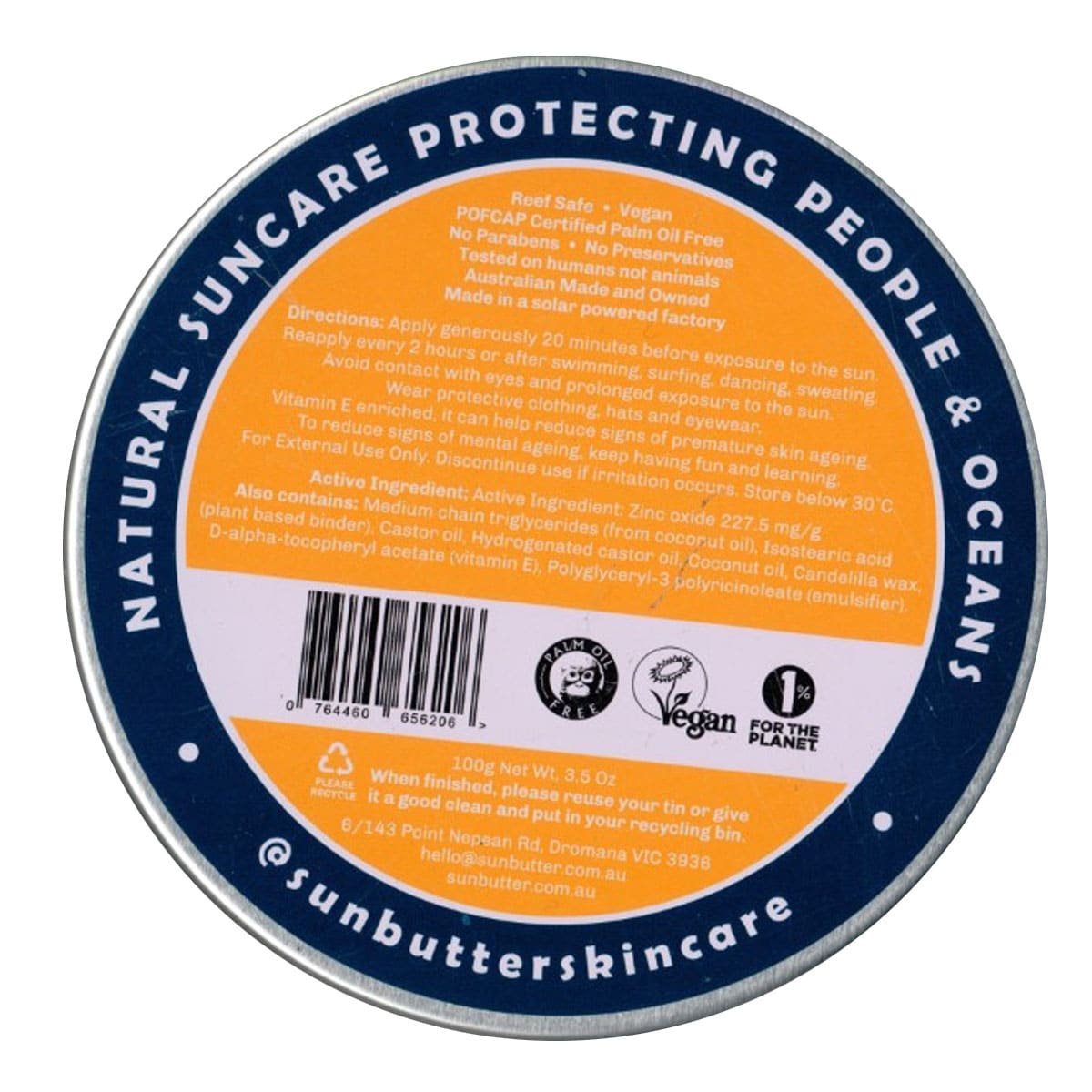SunButter Water Resistant Reef Safe Sunscreen SPF50 100g