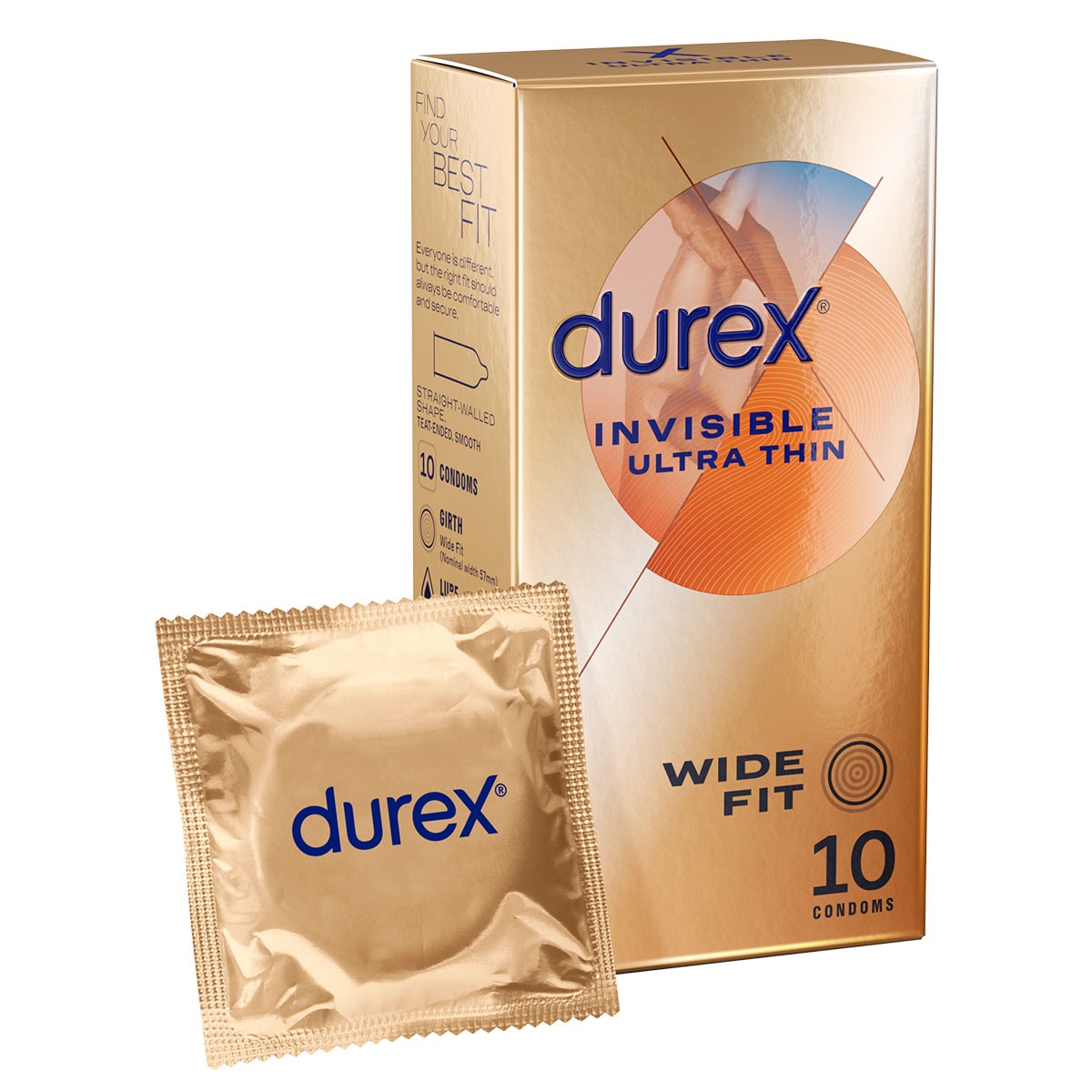 Durex Invisible Ultra Thin Wide Fit Condoms 10 Pack