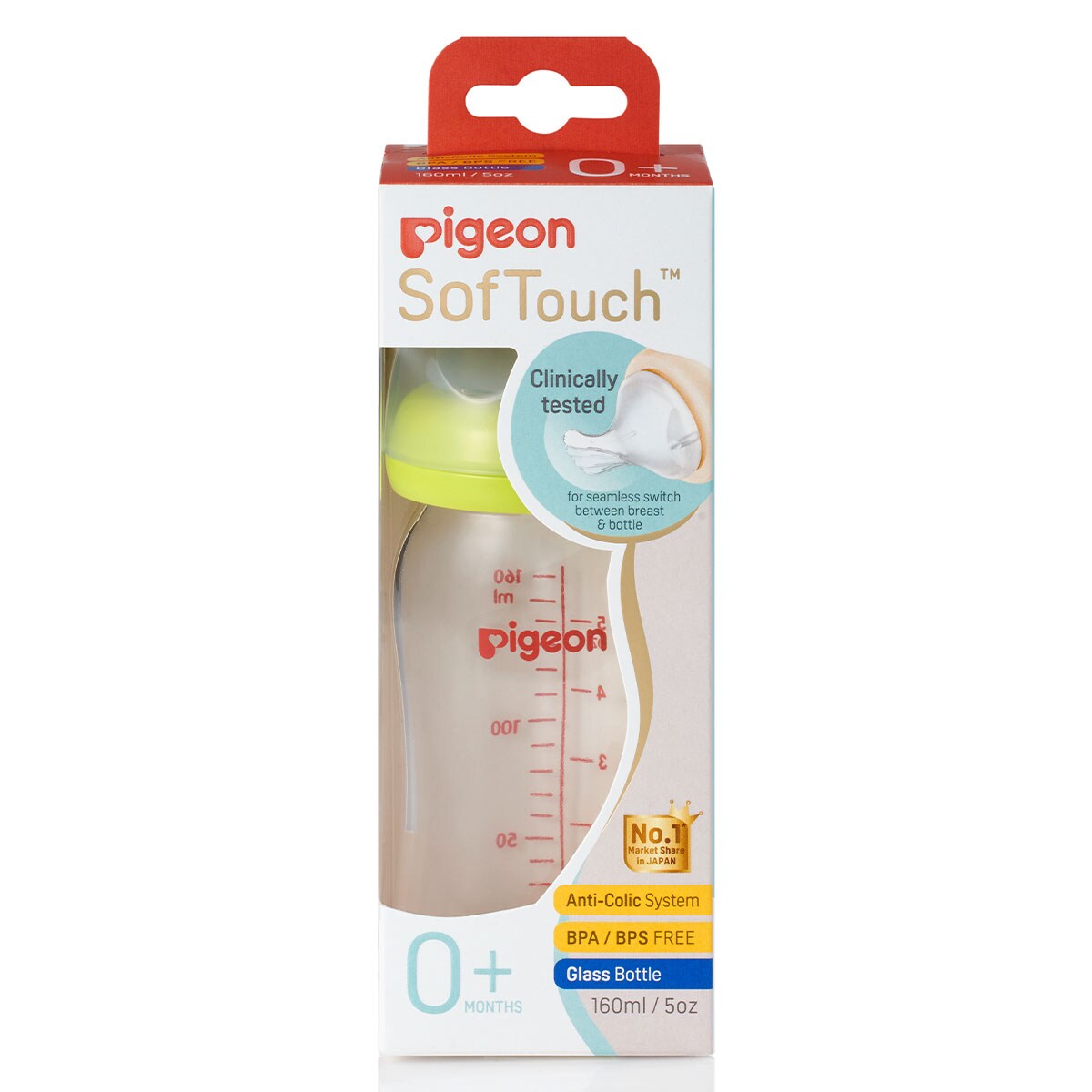 Pigeon SofTouch Glass Baby Bottle 160ml