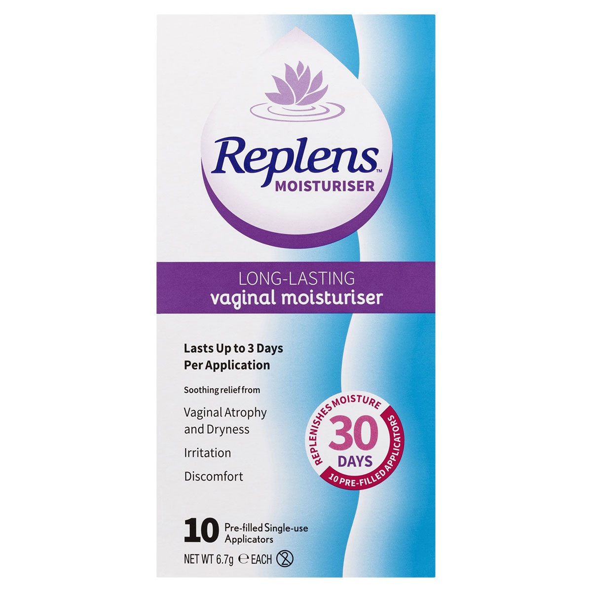 Replens Vaginal Moisturiser 10 Single Use Applicators