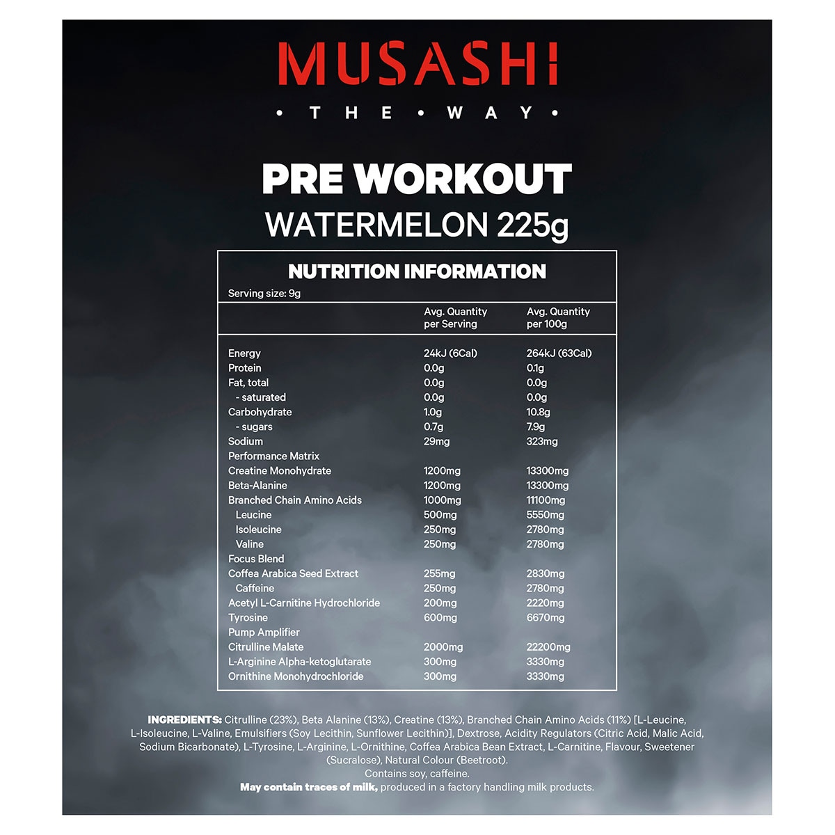 Musashi Pre Workout Watermelon Flavour 225g