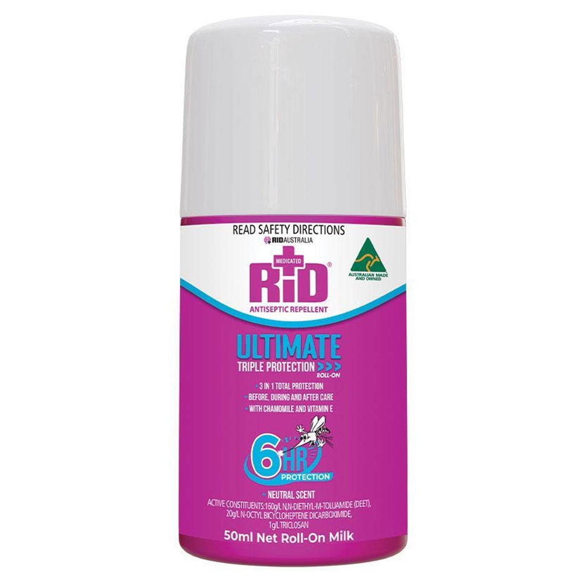RID Medicated Ultimate Antiseptic Insect Repellent Roll On Milk 50ml