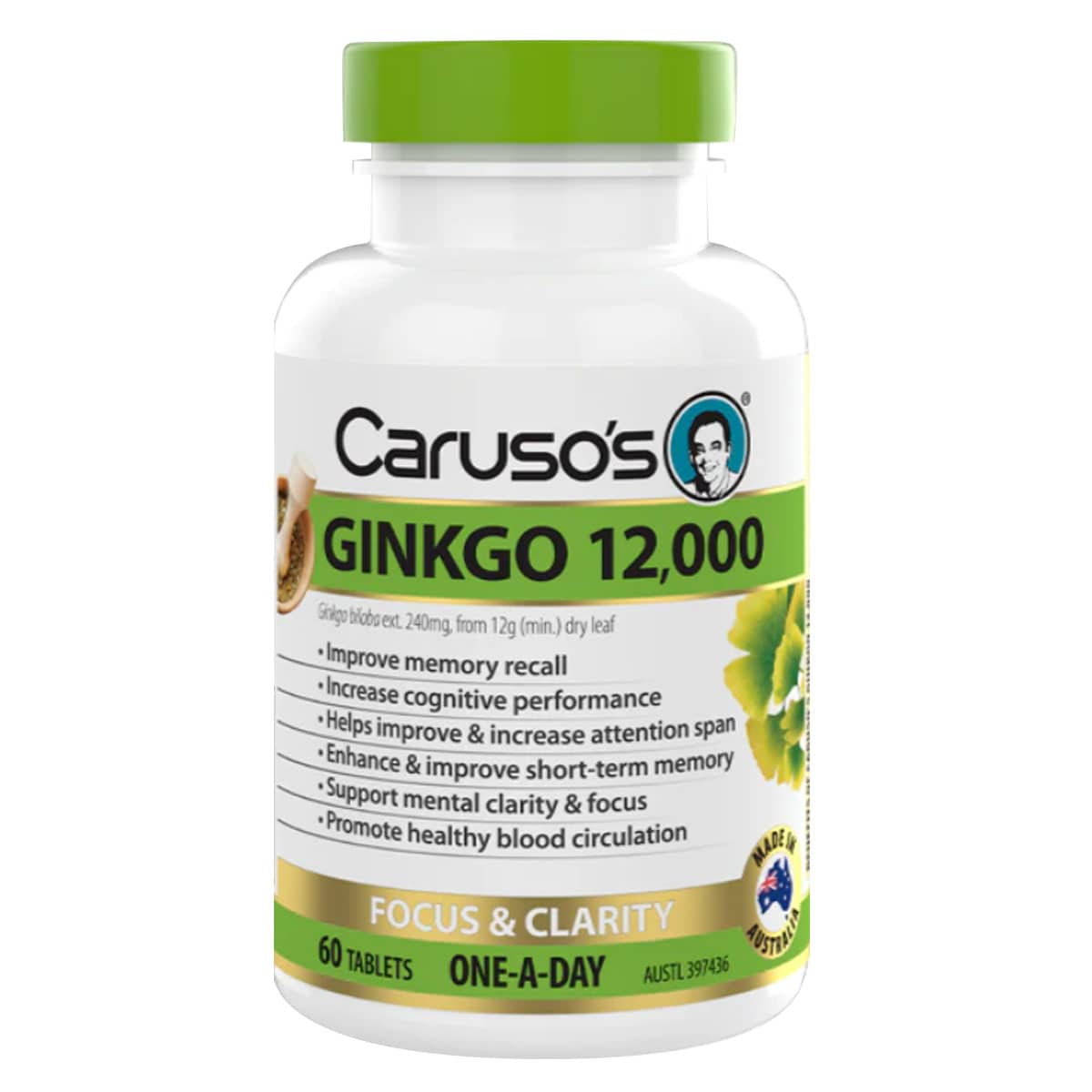 Carusos Ginkgo 12000mg 60 Tablets Australia
