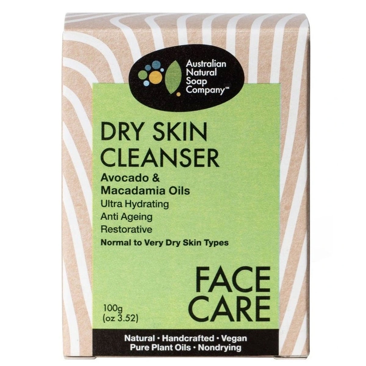 The Australian Natural Soap Company Dry Skin Cleanser Avocado & Macadamia Oils Soap 100g