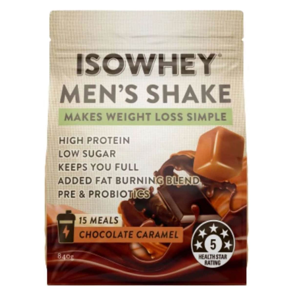IsoWhey Men's Shake Choc Caramel 840g Australia