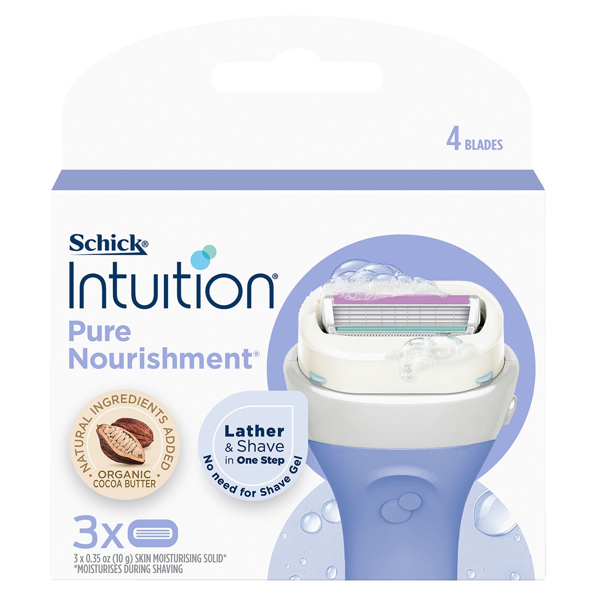 Schick Intuition Pure Nourishment Razor Refill Cartridges 3 Pack