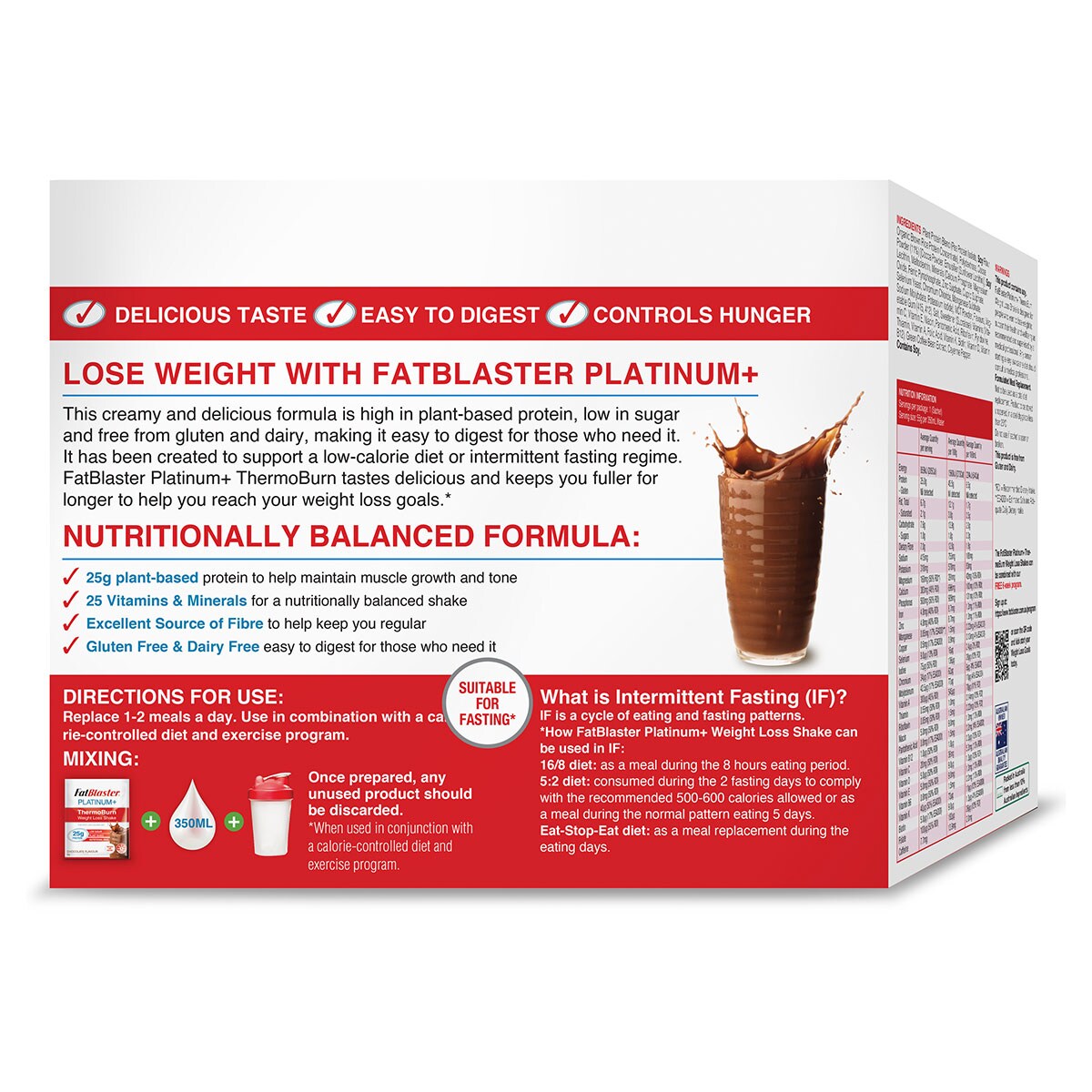 Naturopathica FatBlaster Platinum+ ThermoBurn Weight Loss Shake Chocolate 14 x 50g