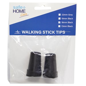 Safe Home Care Walking Stick Tips Rubber Non-Slip 16mm 2 Pack